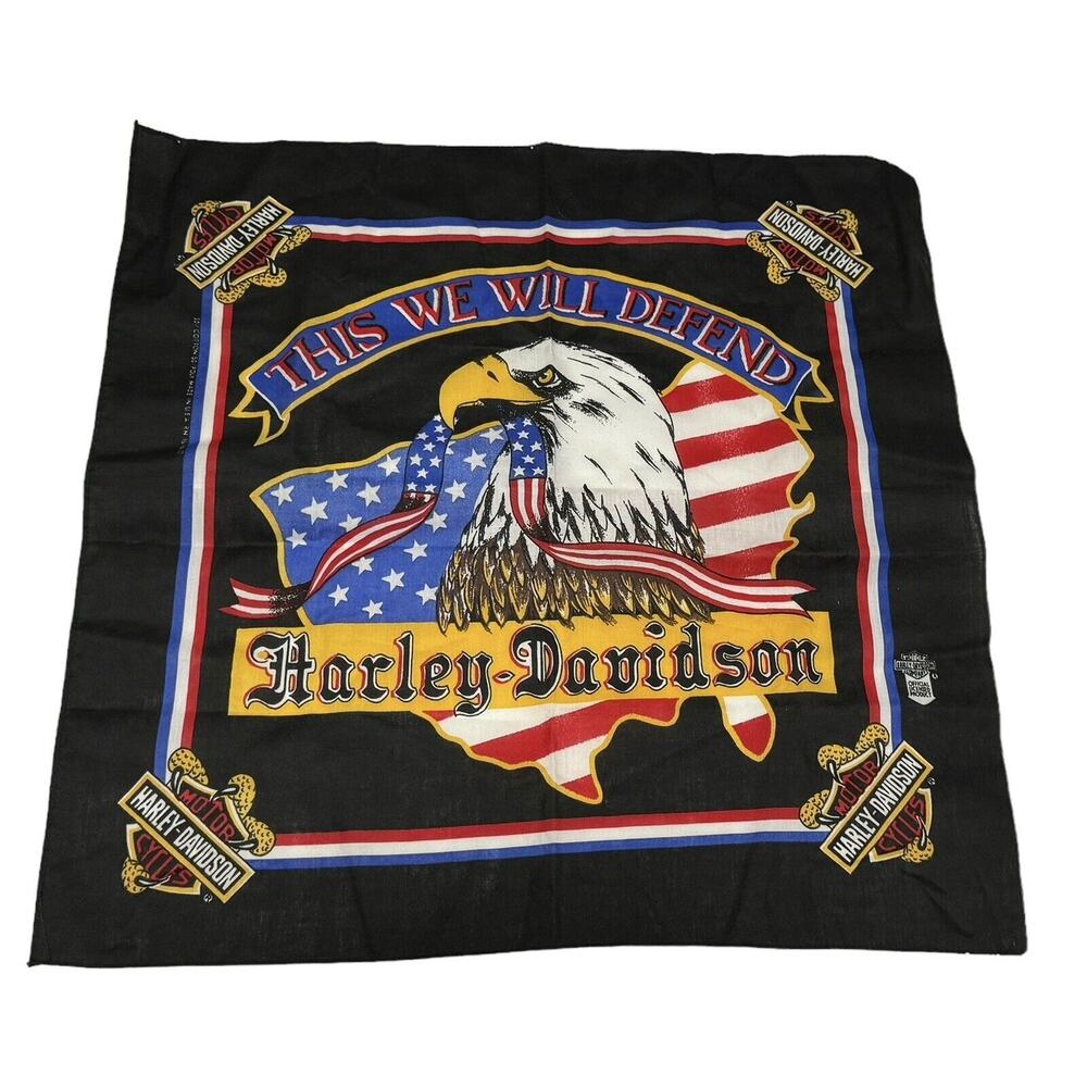 Vintage Harley Davidson "This We Will Defend" Eagle Themed Bandana 22" x 22"